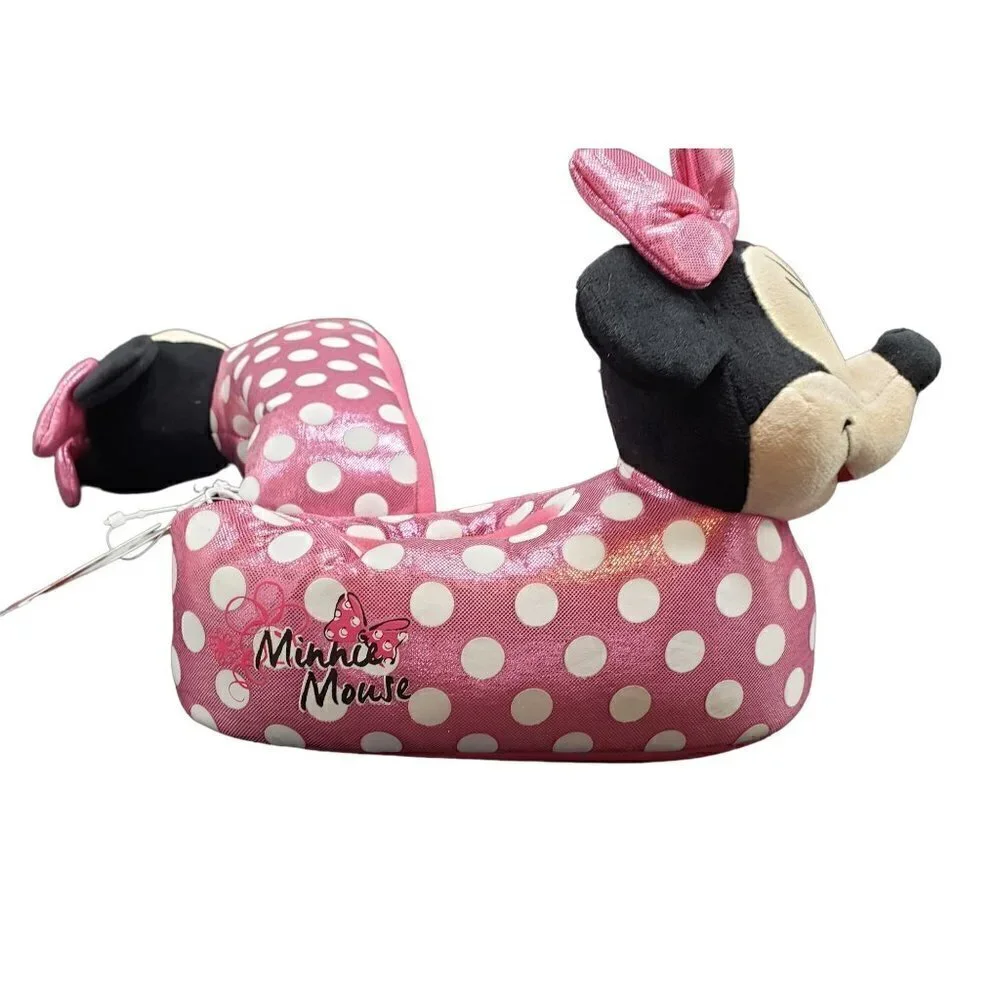 NWT Minnie Mouse Slippers Girls Size 9/10 11/12 Disney Junior Polka Dots NEW - Picture 3 of 9